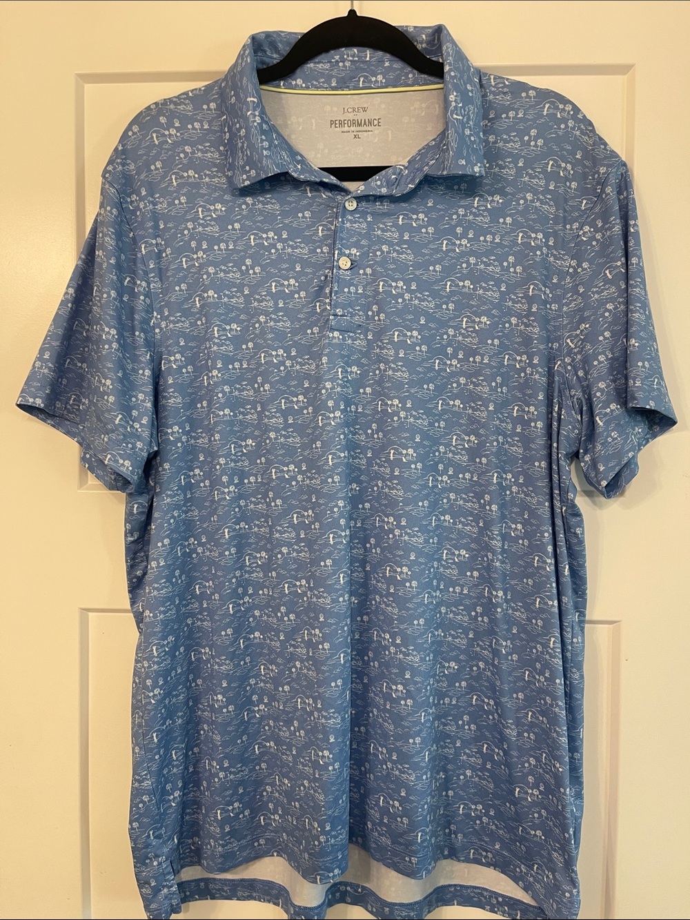 J. Crew Light Blue Printed Performance Polo
